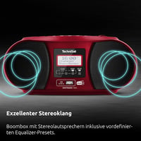 Boombox stereo TechniSat DIGITRADIO 1990 cu DAB+/FM și CD player - roșu 5