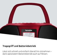Boombox stereo TechniSat DIGITRADIO 1990 cu DAB+/FM și CD player - roșu 4