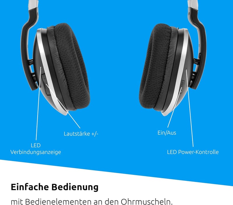TechniSat STEREOMAN 2 V2 vezeték nélküli fejhallgató TV-hez és zenei rendszerekhez, dokkolóállomás, fekete - Headphones & Docking Station