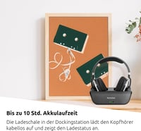 TechniSat STEREOMAN 2 V2 vezeték nélküli fejhallgató TV-hez és zenei rendszerekhez, dokkolóállomás, fekete - Headphones & Docking Station 5
