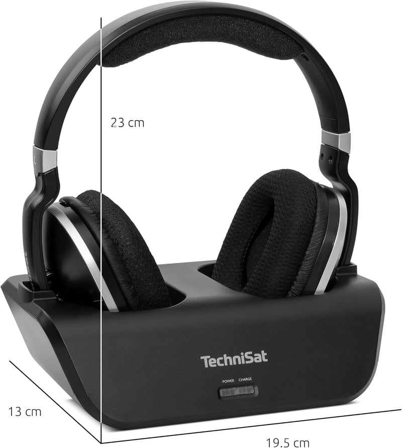 TechniSat STEREOMAN 2 V2 vezeték nélküli fejhallgató TV-hez és zenei rendszerekhez, dokkolóállomás, fekete - Headphones & Docking Station