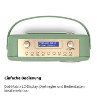TechniSat Transita 130 prenosné DAB+/FM retro rádio, zelené – Bluetooth, USB, maticový displej, 24-hodinová výdrž batérie, puzdro z umelej kože, ladenie frekvencie 6