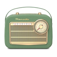 TechniSat Transita 130 prenosné DAB+/FM retro rádio, zelené – Bluetooth, USB, maticový displej, 24-hodinová výdrž batérie, puzdro z umelej kože, ladenie frekvencie 1