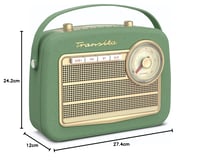 TechniSat Transita 130 prenosné DAB+/FM retro rádio, zelené – Bluetooth, USB, maticový displej, 24-hodinová výdrž batérie, puzdro z umelej kože, ladenie frekvencie 8