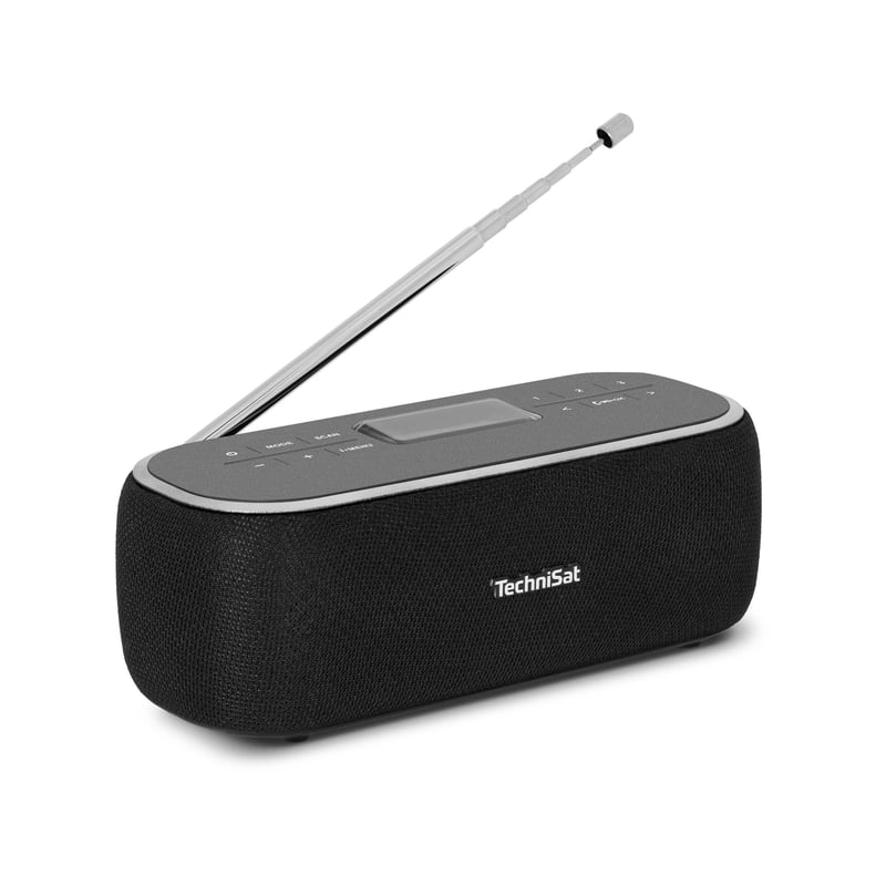 Prenosný Bluetooth reproduktor TechniSat VIOLA BT 1 s digitálnym rádiom DAB+, FM, LCD, budíkom, funkciou handsfree, AUX, USB-C, 6 W, čierna/sivá