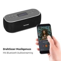 Prenosný Bluetooth reproduktor TechniSat VIOLA BT 1 s digitálnym rádiom DAB+, FM, LCD, budíkom, funkciou handsfree, AUX, USB-C, 6 W, čierna/sivá 4