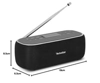Prenosný Bluetooth reproduktor TechniSat VIOLA BT 1 s digitálnym rádiom DAB+, FM, LCD, budíkom, funkciou handsfree, AUX, USB-C, 6 W, čierna/sivá 8