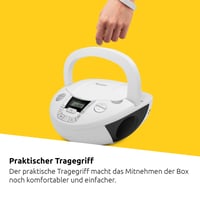 TechniSat Viola CD-1 Radio portabil stereo CD Boombox, radio FM, Bluetooth, 2x1W, radio pentru copii, alimentare la rețea și baterii, alb 6