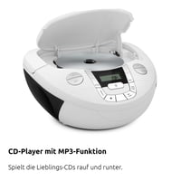 TechniSat Viola CD-1 Radio portabil stereo CD Boombox, radio FM, Bluetooth, 2x1W, radio pentru copii, alimentare la rețea și baterii, alb 4