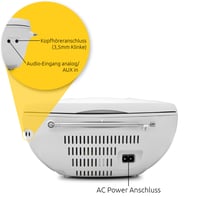 TechniSat Viola CD-1 Radio portabil stereo CD Boombox, radio FM, Bluetooth, 2x1W, radio pentru copii, alimentare la rețea și baterii, alb 7