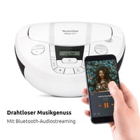 TechniSat Viola CD-1 Radio portabil stereo CD Boombox, radio FM, Bluetooth, 2x1W, radio pentru copii, alimentare la rețea și baterii, alb 2