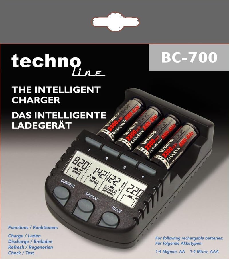 Technoline BC-700 Akkumulátor Töltő Német Verzió - BC 700 set without batteries