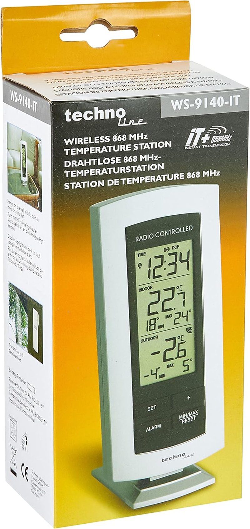 Technoline WS 9140-IT Rádiós Időjárásállomás Ezüst - Beltéri és Kültéri Hőmérő - Single