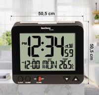 Ceas deșteptător radio-controlat Technoline WT 195 cu afișaj al temperaturii, setare automată a orei, funcție de amânare (snooze), lumină de veghe, afișaj LCD mare, calendar, negru 4