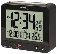 Ceas deșteptător radio-controlat Technoline WT 195 cu afișaj al temperaturii, setare automată a orei, funcție de amânare (snooze), lumină de veghe, afișaj LCD mare, calendar, negru 1