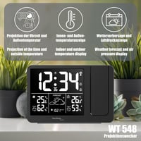 Technoline WT 548 projektorski radijski budilnik s vanjskim senzorom, meteorološka stanica, DCF, temperatura i vlažnost, USB punjenje, 2 alarma, projekcija 4