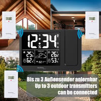Technoline WT 548 projektorski radijski budilnik s vanjskim senzorom, meteorološka stanica, DCF, temperatura i vlažnost, USB punjenje, 2 alarma, projekcija 5