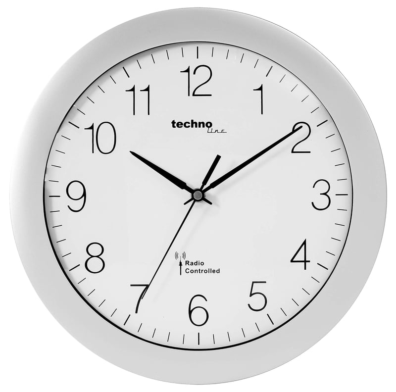Ceas de perete radiocomandat Technoline WT 8000 DCF, 30 cm – Reglare automată a orei, funcționare silențioasă, design modern, titan, pentru sufragerie și birou