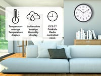 Analógové nástenné hodiny Technoline WT 8945 riadené rádiovým signálom s ukazovateľom teploty a vlhkosti, DCF77, automatické nastavenie času, veľký ciferník 5