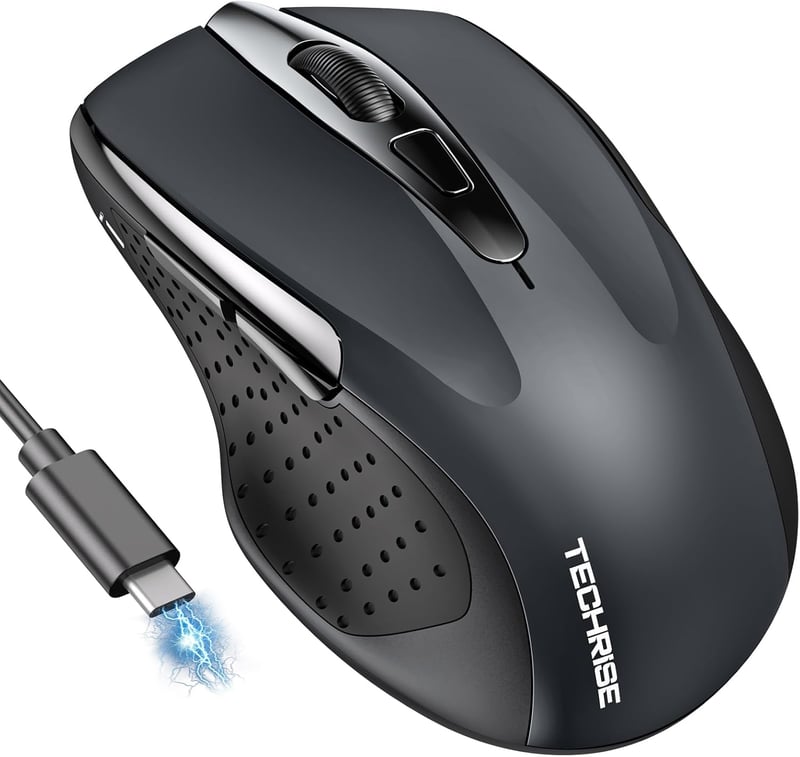 TechRise Bluetooth Vezeték Nélküli Egér 2.4G BT 5.0 4800 DPI Ergonomikus Töltöthető