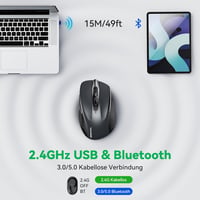 TechRise Bluetooth Vezeték Nélküli Egér 2.4G BT 5.0 4800 DPI Ergonomikus Töltöthető 2