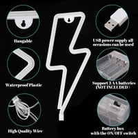 TECHSHARE Neon LED Villám Fali Lámpa, USB/Akkumulátor Üzemeltetésű, Rózsaszín 5