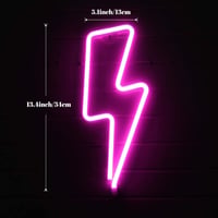 TECHSHARE Neon LED Villám Fali Lámpa, USB/Akkumulátor Üzemeltetésű, Rózsaszín 4