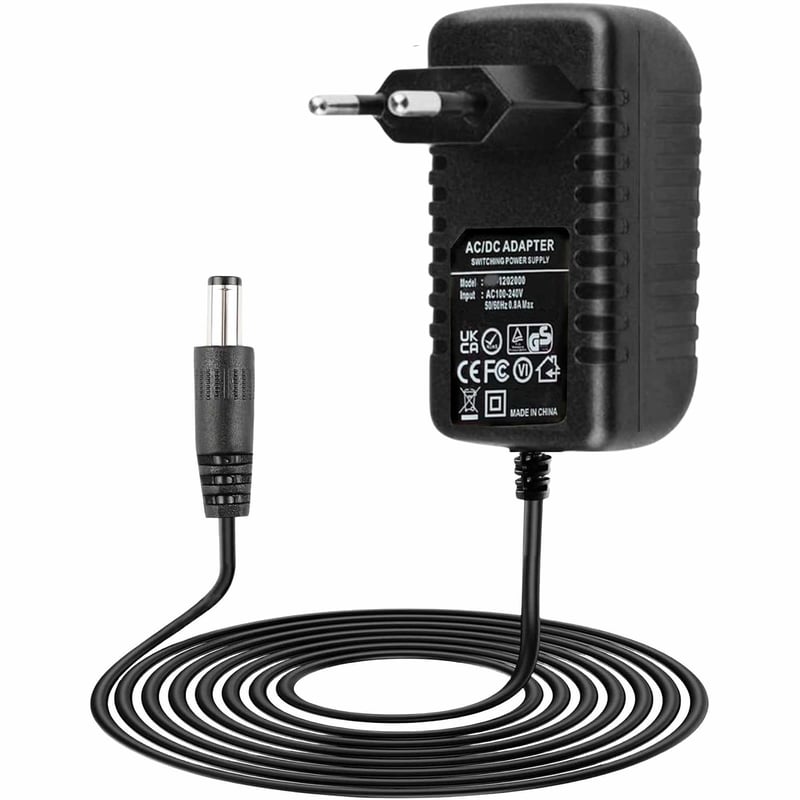 Sieťový adaptér TECHZOCO 12V 2A s konektorom DC 5,5x2,1 mm, čierny – pre LED pásy, bezpečnostné kamery, routery