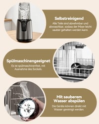 TECKNET 1000W Smoothie mixér s 2x600 ml BPA-free prenosnými nádobami, čepeľou z nehrdzavejúcej ocele 304, elektrický mixér 5