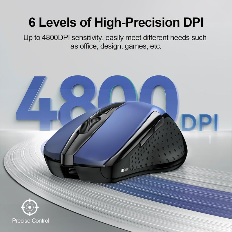 TECKNET 2.4G Wireless Ergonomikus Egér Újratölthető 6 Gomb 4000 DPI Laptop PC