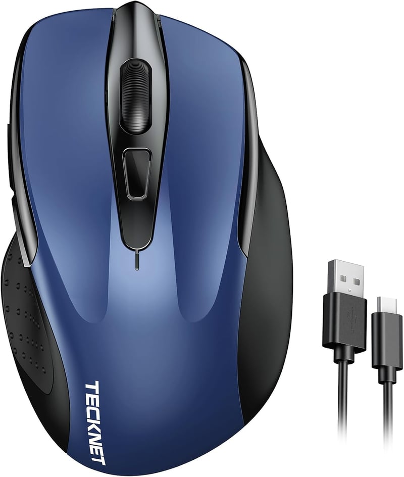 TECKNET 2.4G Wireless Ergonomikus Egér Újratölthető 6 Gomb 4000 DPI Laptop PC