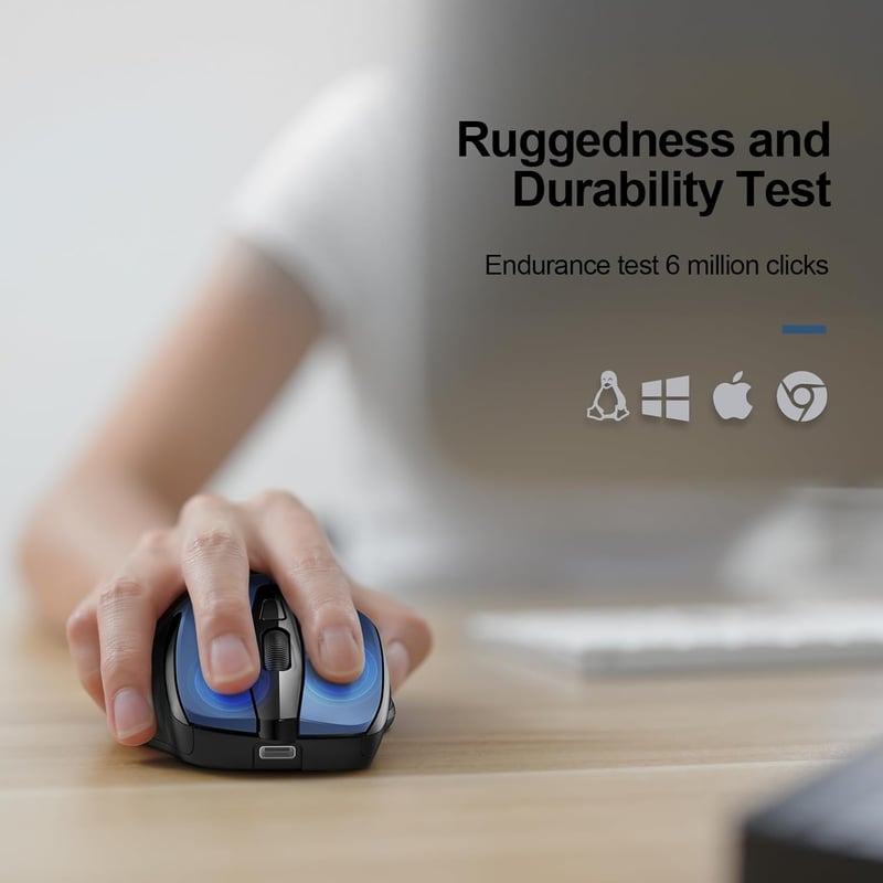 TECKNET 2.4G Wireless Ergonomikus Egér Újratölthető 6 Gomb 4000 DPI Laptop PC