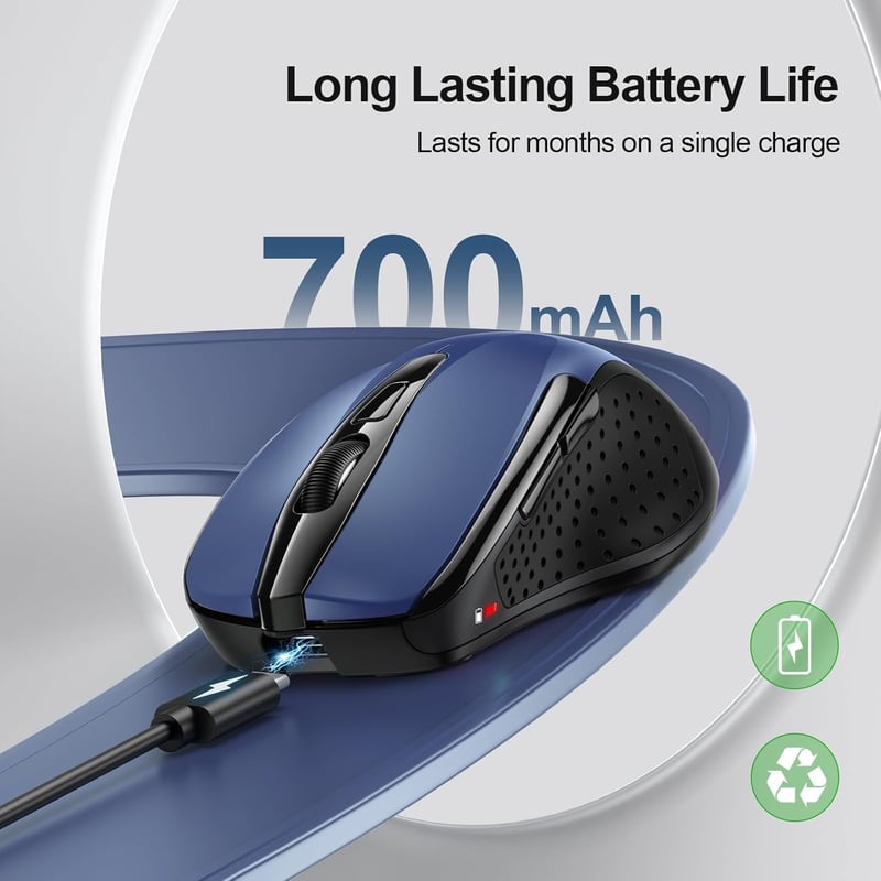TECKNET 2.4G Wireless Ergonomikus Egér Újratölthető 6 Gomb 4000 DPI Laptop PC