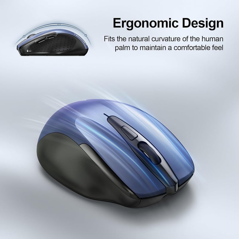 TECKNET 2.4G Wireless Ergonomikus Egér Újratölthető 6 Gomb 4000 DPI Laptop PC