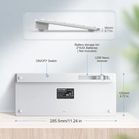 TECKNET 2.4G Wireless Kompakt Billentyűzet Médiagombokkal, Ultra Vékony, 12 Hónapos Akkumulátor, PC/Laptop/TV Kompatibilis - Fehér 3