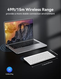 TECKNET 2.4G Wireless Kompakt Billentyűzet Médiagombokkal, Ultra Vékony, 12 Hónapos Akkumulátor, PC/Laptop/TV Kompatibilis - Fehér 4