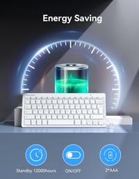 TECKNET 2.4G Wireless Kompakt Billentyűzet Médiagombokkal, Ultra Vékony, 12 Hónapos Akkumulátor, PC/Laptop/TV Kompatibilis - Fehér 2