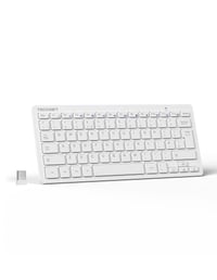 TECKNET Bezdrôtová klávesnica, prepínanie medzi 4 zariadeniami (2.4G + BT), nabíjateľná, nemecké QWERTZ rozloženie, ultratenká, PC, laptop, tablet 1