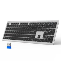 TECKNET Bluetooth bezdrôtová klávesnica, nabíjateľná, pre 4 zariadenia, nemecké rozloženie QWERTZ 1