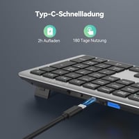 TECKNET Bluetooth Billentyűzet Vezeték Nélküli, Újratölthető 4 Eszközhöz, Német QWERTZ Kiosztás 3
