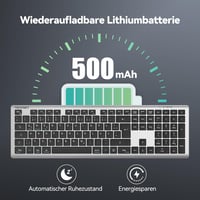 TECKNET Bluetooth Billentyűzet Vezeték Nélküli, Újratölthető 4 Eszközhöz, Német QWERTZ Kiosztás 4