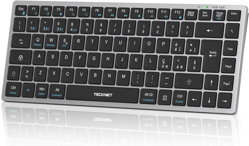 TECKNET Bluetooth Billentyűzet Vezeték Nélküli Újratölthető Windows Android TV Olasz QWERTZ