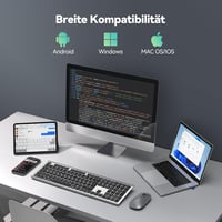 TECKNET Bluetooth Billentyűzet Vezeték Nélküli, Újratölthető 4 Eszközhöz, Német QWERTZ Kiosztás 7