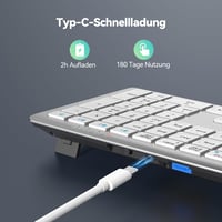 TECKNET Bluetooth Billentyűzet Vezeték Nélküli Újratölthető 4 Eszköz Német QWERTZ 3