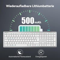 TECKNET Bluetooth Billentyűzet Vezeték Nélküli Újratölthető 4 Eszköz Német QWERTZ 4