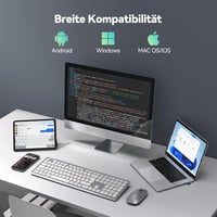 TECKNET Bluetooth Billentyűzet Vezeték Nélküli Újratölthető 4 Eszköz Német QWERTZ 7