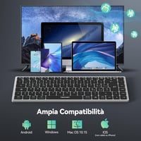 TECKNET Bluetooth Billentyűzet Vezeték Nélküli Újratölthető Windows Android TV Olasz QWERTZ 7