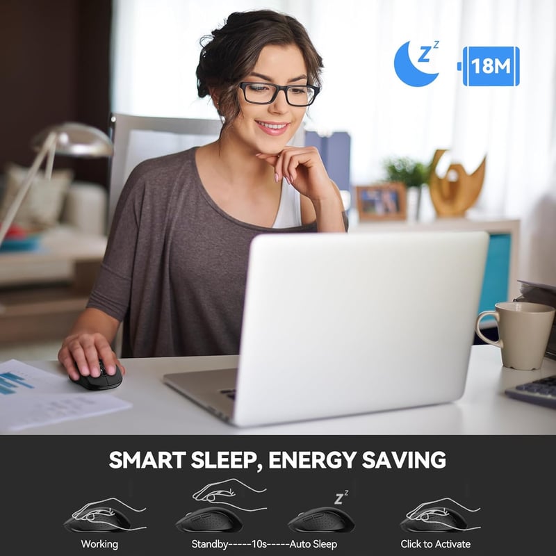 TECKNET Bluetooth Egér 4000 DPI Tri-Mode Vezeték Nélküli Egér Laptophoz PC-hez