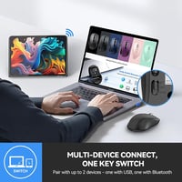 TECKNET Bluetooth Egér 4000 DPI Tri-Mode Vezeték Nélküli Egér Laptophoz PC-hez 2