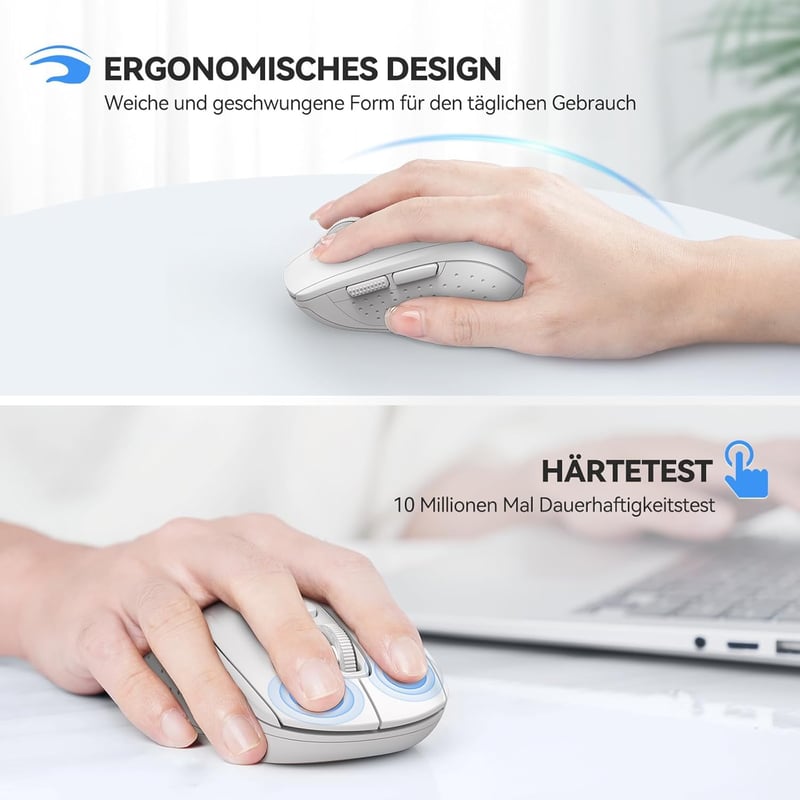 TECKNET Bluetooth Egér 4000 DPI Tri-Mode Vezeték Nélküli Egér Laptophoz PC-hez